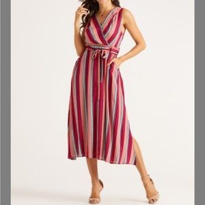 2/$40 Suzanne Betro multi stripe midi dress